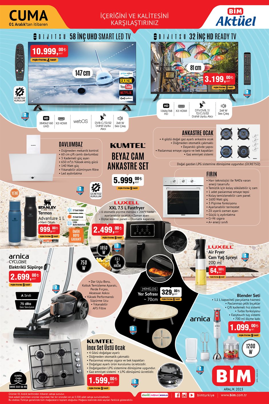 1 Aralık BİM Kataloğu 2023: BİM Katalog Bu Cuma Harry Potter Kaçmaz! BİM Televizyon 10999 TL! Kumtel Ankastre Set 5999 TL - Resim : 1