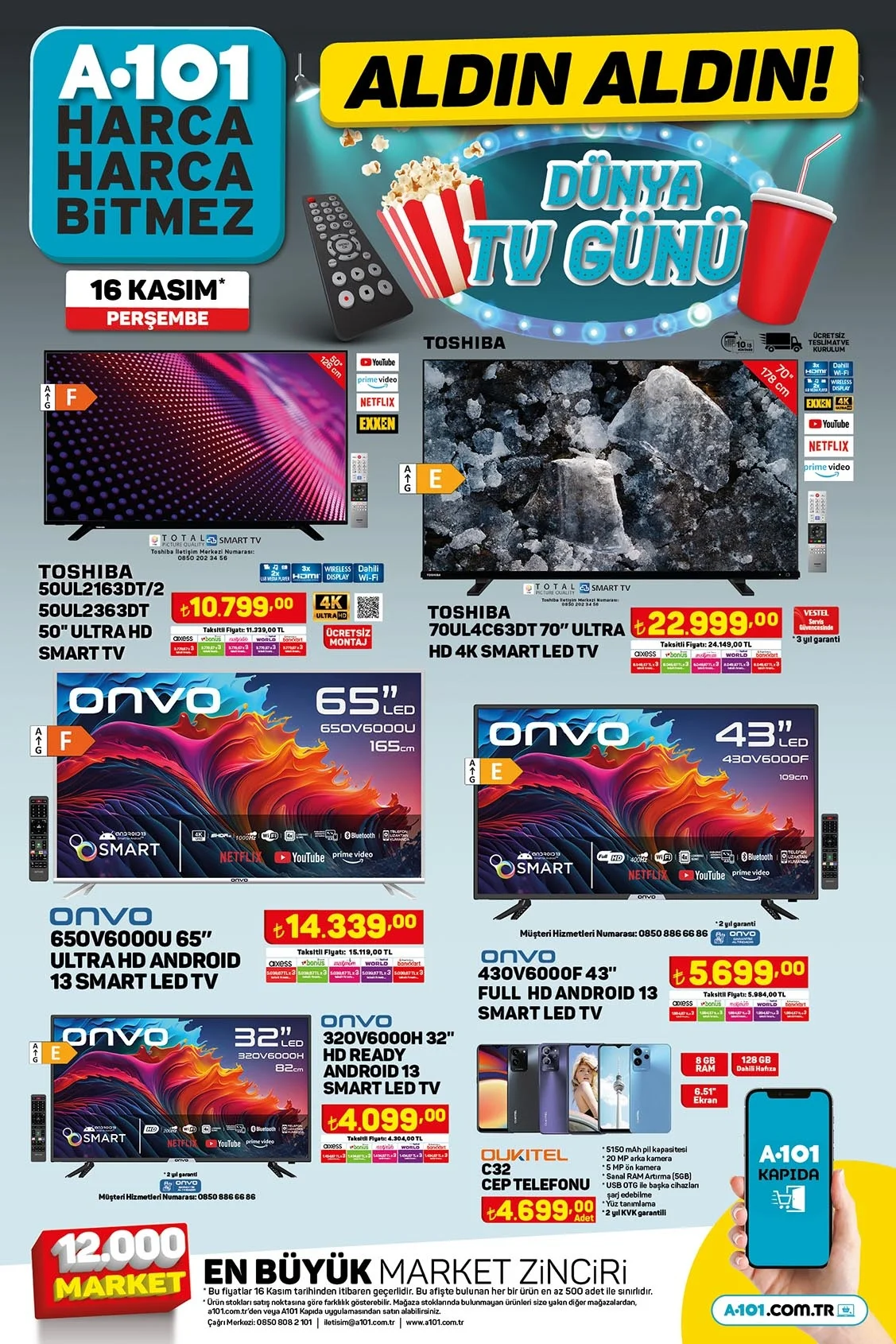 A101 Aktüel 16 Kasım 2023 Kataloğu: A101 Aktüel Bu Hafta Perşembe Onvo TV 14.399 TL - Resim : 1