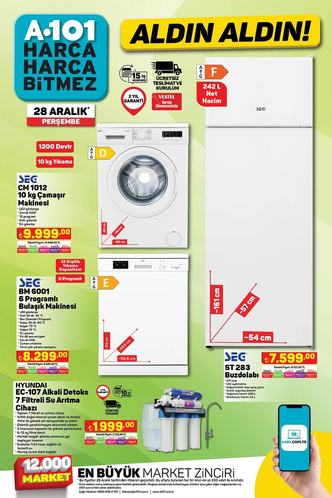 28 Aralık A101 Aktüel Ürünleri! A101 Katalog Bu Hafta Perşembe Son İndirim Var! A101 Bulaşık Makinesi 8299 TL Kaçmaz Fiyat - Resim : 1