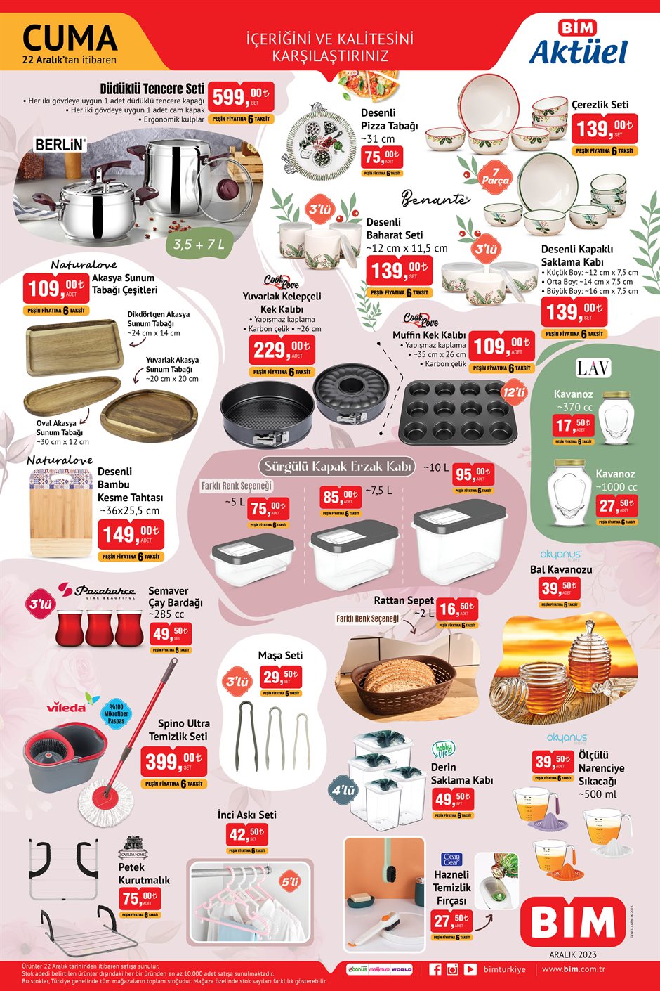 BİM 22 Aralık 2023 Kataloğu Geldi! BİM Cuma Kataloğu Airfryer, Ankastre Set, Kahve Makinesi Kaçmaz! BİM Aktüel Düdüklü Tencere Seti 599 TL - Resim : 1