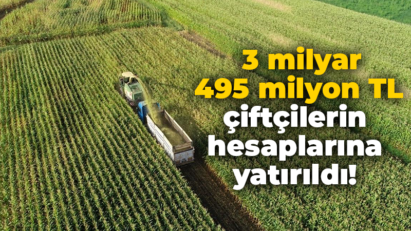 3 milyar 495 milyon TL çiftçilerin hesaplarına yatırıldı!