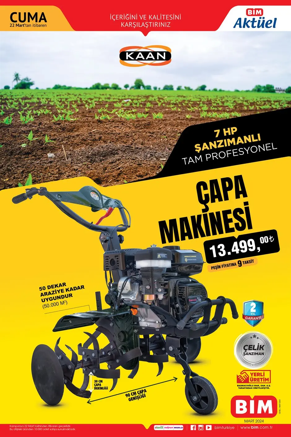 BİM 22 MART AKTÜEL KATALOG YAYINDA: BİM'de Bu Hafta Cuma Çapa Motoru 13.499 TL Fiyatla Geldi! Kaçmaz Fırsat Kumtel Halı Koltuk Temizleme Makinesi 3499 TL - Resim : 1