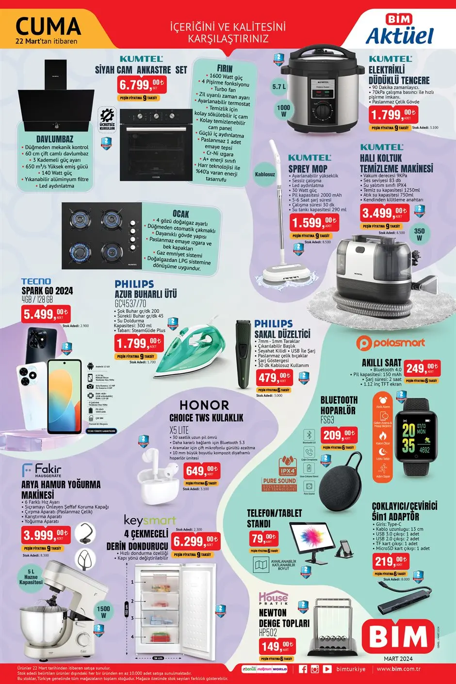 BİM 22 MART AKTÜEL KATALOG YAYINDA: BİM'de Bu Hafta Cuma Çapa Motoru 13.499 TL Fiyatla Geldi! Kaçmaz Fırsat Kumtel Halı Koltuk Temizleme Makinesi 3499 TL - Resim : 5