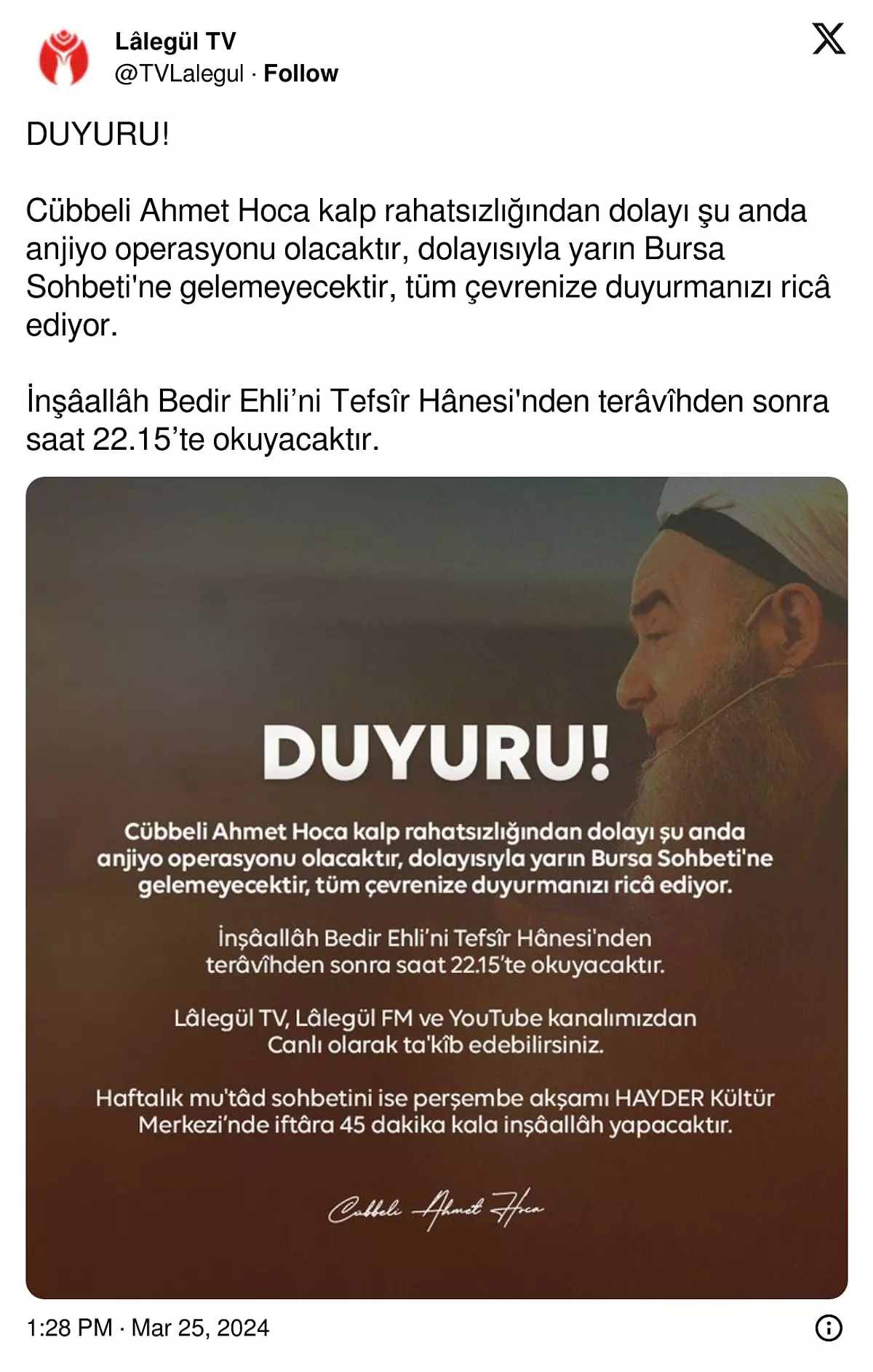Cübbeli Ahmet Hoca KALP KRİZİ GEÇİRDİ: Cübbeli Ahmet Hoca Sağlık Durumu! Ahmet Mahmut Ünlü Kimdir, Kaç Yaşında? - Resim : 1