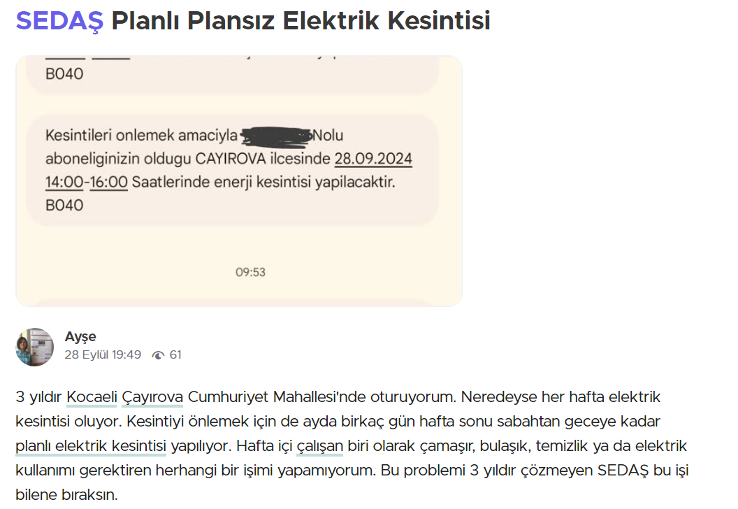 SEDAŞ'a yönelik şikayetler bitmiyor! "İşi bilene bıraksın" - Resim : 1