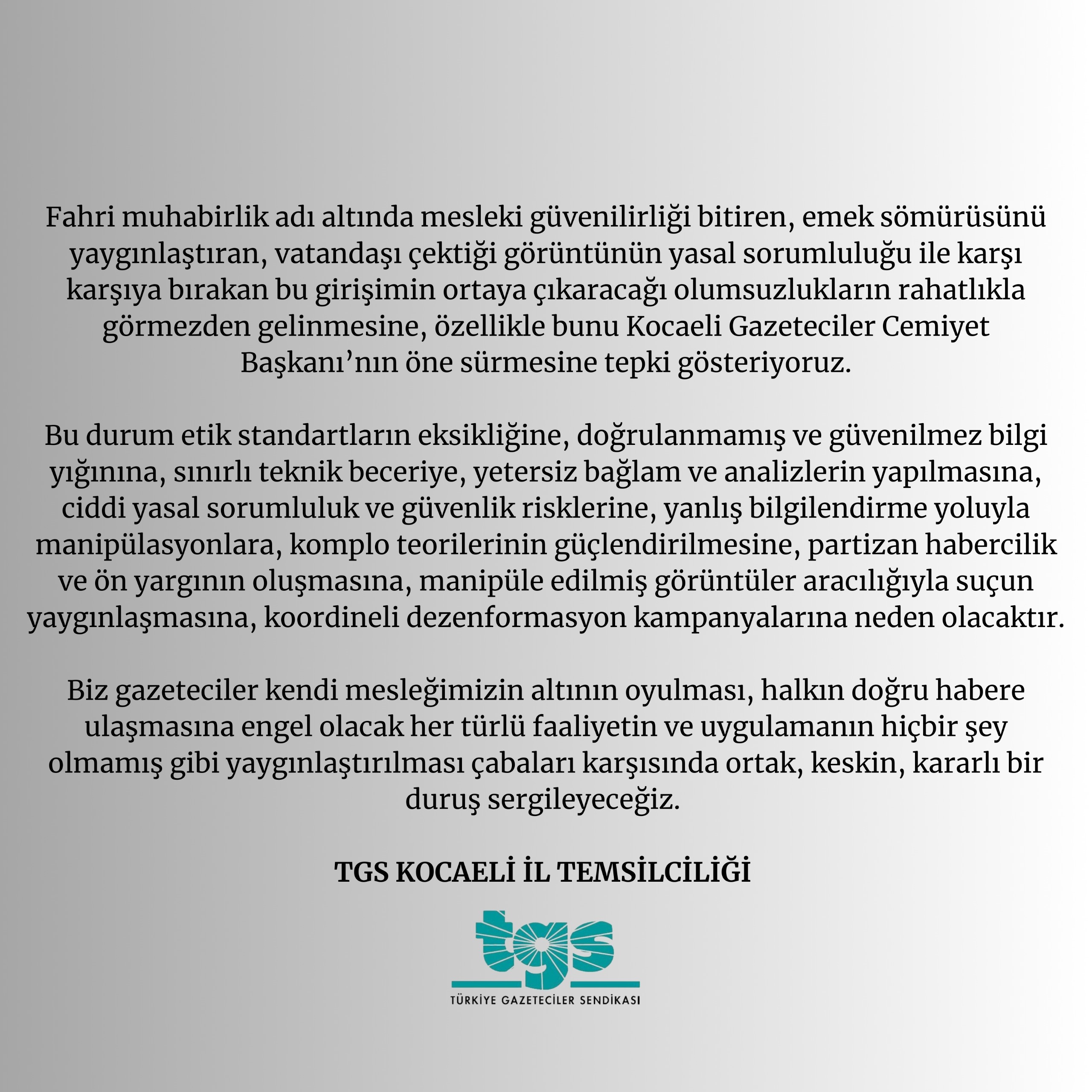 Türkiye Gazeteciler Sendikası'ndan fahri muhabirlik açıklaması: Keskin bir duruş sergileyeceğiz - Resim : 1